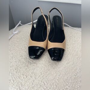 Anne Klein Black and Tan Slingback Heels